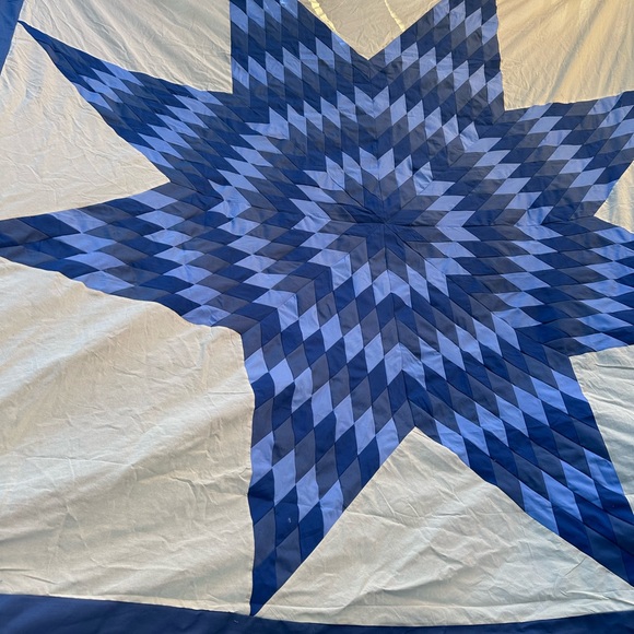 Handmade Texas Lone Star sewing Patchwork 100%Cotton Queen size Quilt Top/Topper - Picture 2 of 6